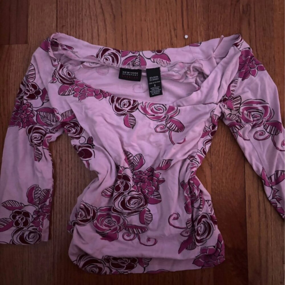 Floral Off-Shoulder Long Sleeve Top
